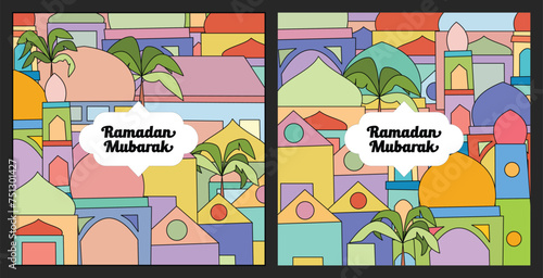 Colorful abstract square ramadan for social media, flyer, poster