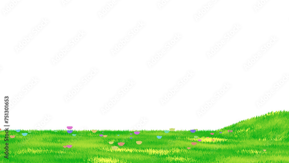 Fototapeta premium green grass field at night lightning background 3D rendering