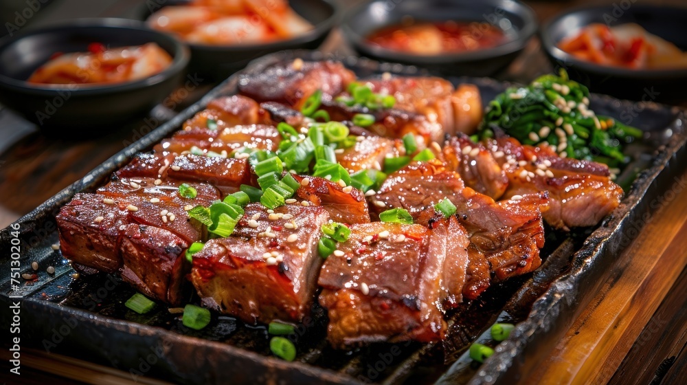 Korean food, grilled pork belly