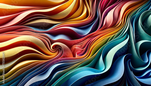 Vibrant colorful swirling paper waves