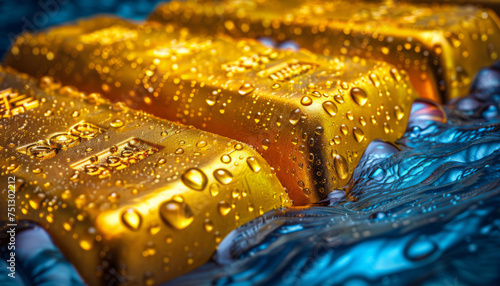 Golden Bullion Bars Glistening with Wealth and Stability