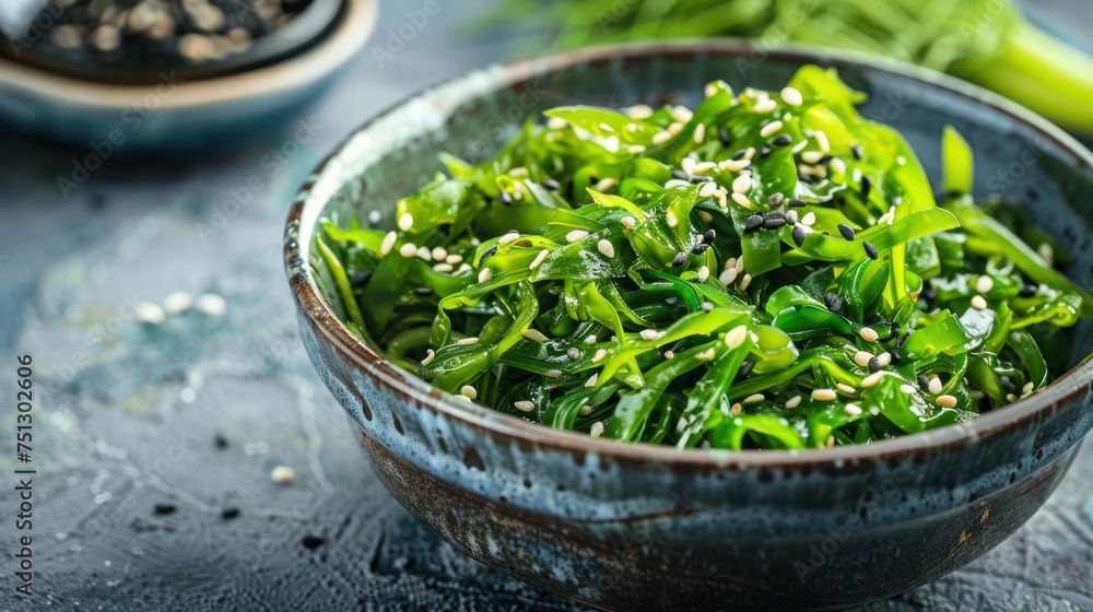 Seaweed salad in a bowl on the table Seaweed salad in a bowl on the table