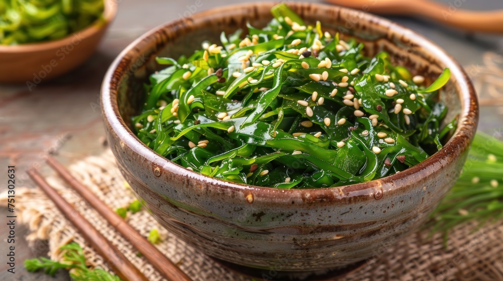 Seaweed salad in a bowl on the table Seaweed salad in a bowl on the table