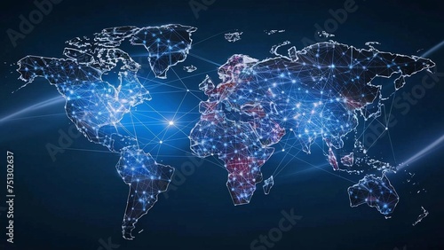 Abstract world map concept of global network