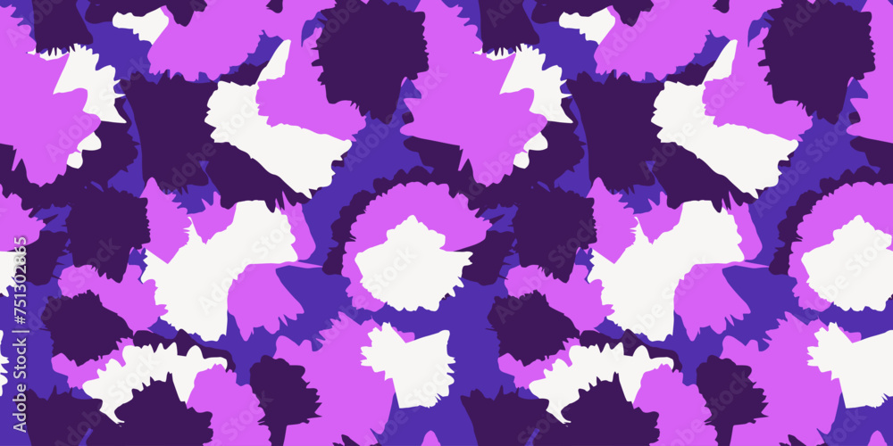 Seamless circular brush strokes pattern. Vector hand drawn violet ebru effect. Abstract geometric bright purple printing with random stains, drops, spots patterned. Collage for design Seamless circular brush strokes pattern. Vector hand drawn violet ebru effect. Abstract geometric bright purple printing with random stains, drops, spots patterned. Collage for design