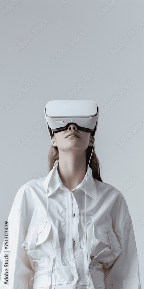 Woman in VR Glasses: Enjoying Futuristic Technology Woman in VR Glasses: Enjoying Futuristic Technology