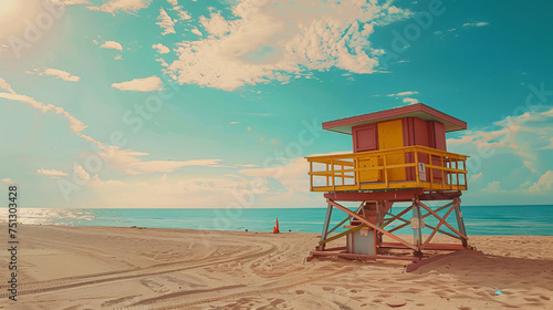 Beautiful vibrant lifeguard towers on Miami Beach  © Hassan