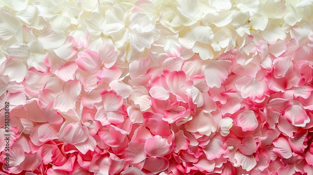 A delicate gradient from white to pink rose petals, creating a soft and romantic backdrop, ideal for wedding and beauty designs, or any application requiring a floral and tender touch