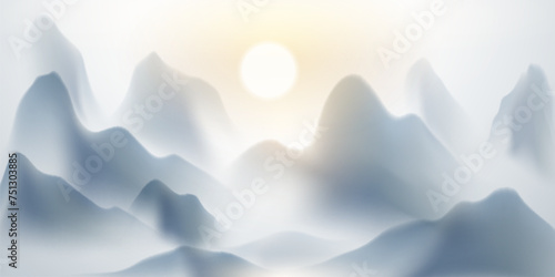 Modern design vector illustration of beautiful Chinese ink landscape painting. photo