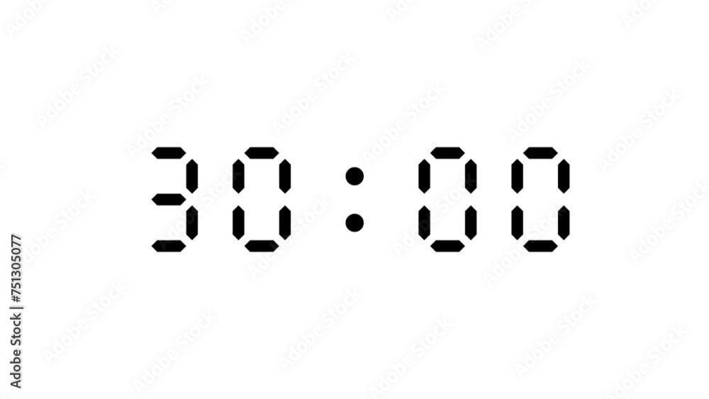 35 second countdown digital timer on white background 35 second countdown digital timer on white background