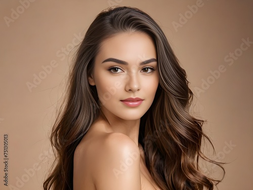 Photo beauty woman face healthy skin care female studio background with copy space. cosmetic concept