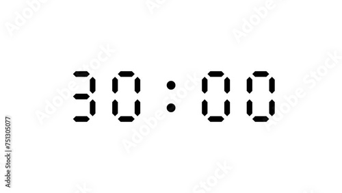 35 second countdown digital timer on white background photo