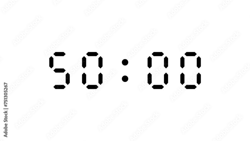 55 second countdown digital timer on white background 55 second countdown digital timer on white background