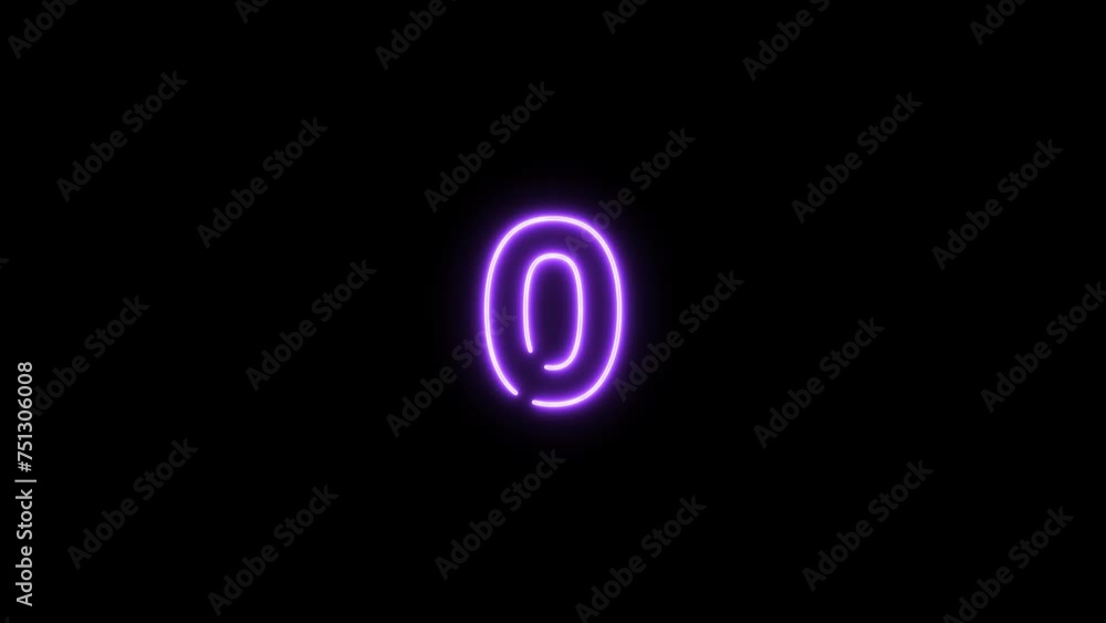 Number zero, 0 letter neon motion graphic with alpha channel. Purple neon light letters turn on and turn off isolated character animated on transparent background. Number zero, 0 letter neon motion graphic with alpha channel. Purple neon light letters turn on and turn off isolated character animated on transparent background.