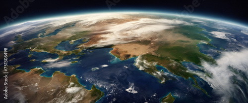 Mondo Sospeso- Dettagliato Panorama del Globo Terrestre dall'Universo photo