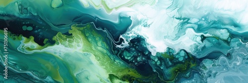 Abstract art representing Earth's natural beauty, with swirling green and blue patterns resembling the planet's oceans and landscapes, perfect for Earth Day creative projects or environmental awarenes photo