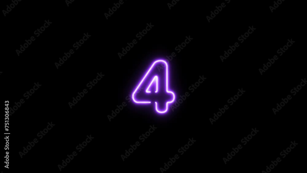 Number four, 4 letter neon motion graphic with alpha channel. Purple neon light letters turn on and turn off isolated character animated on transparent background. Number four, 4 letter neon motion graphic with alpha channel. Purple neon light letters turn on and turn off isolated character animated on transparent background.