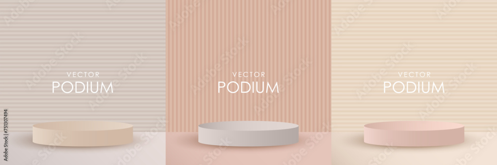 Set of vector round background podiums for displaying various products. Podium background for marketing presentations, product trading cards design. Set of vector round background podiums for displaying various products. Podium background for marketing presentations, product trading cards design.
