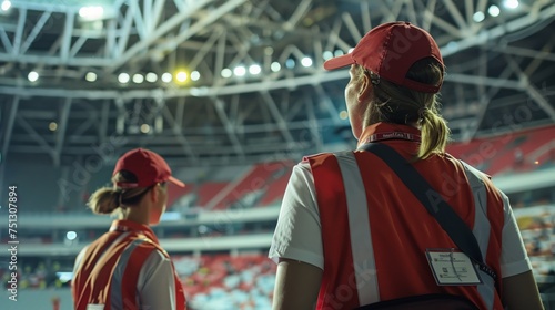 Sport stadium workers on olimpic games photo