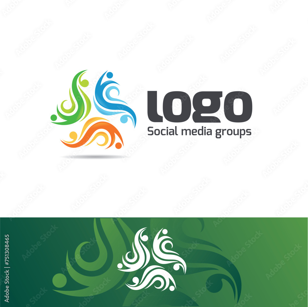 Obraz premium logo people community circle abstract design concept online Academy Resources Consulting Company, sports club, running club and fitness vector logo design template Global Community Logo 