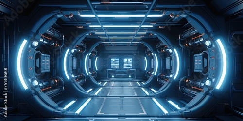 Space station or Sci-fi style futuristic facility external panel surface background. Exterior of scifi device.