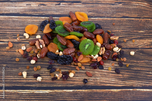 Dry fruits on wood