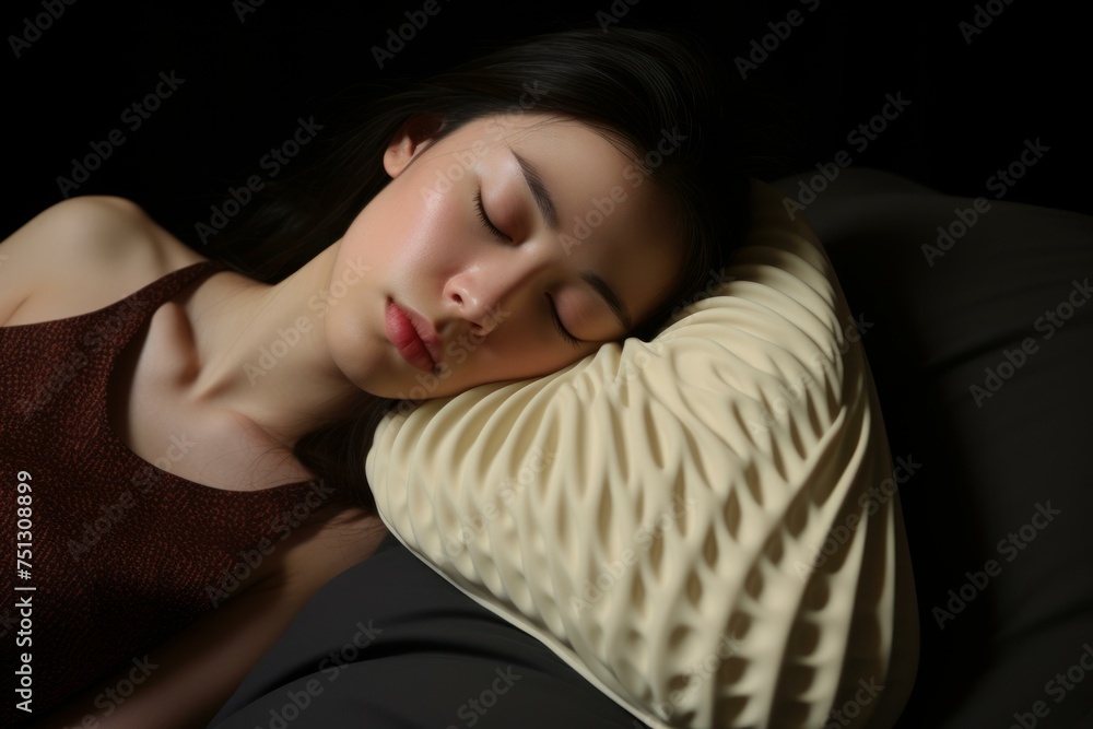 Sleeping orthopedic pillow. White bed. Generate Ai Sleeping orthopedic pillow. White bed. Generate Ai