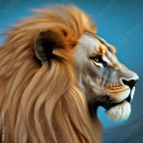 Portrait of lion . Side vie...