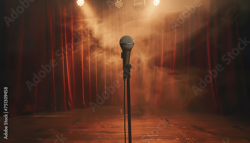 microphone on a stage under a spotlight © Davivd