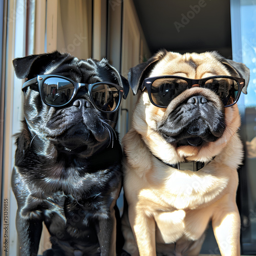 Cagnolini con occhiali da sole photo