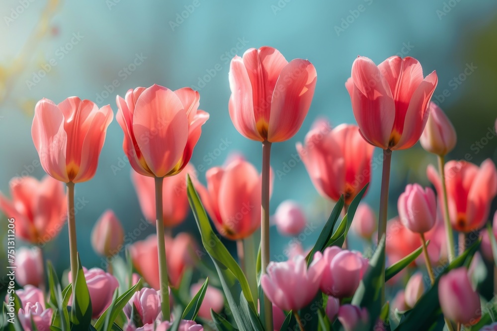 a minimalist slide background for showcasing spring , tulip