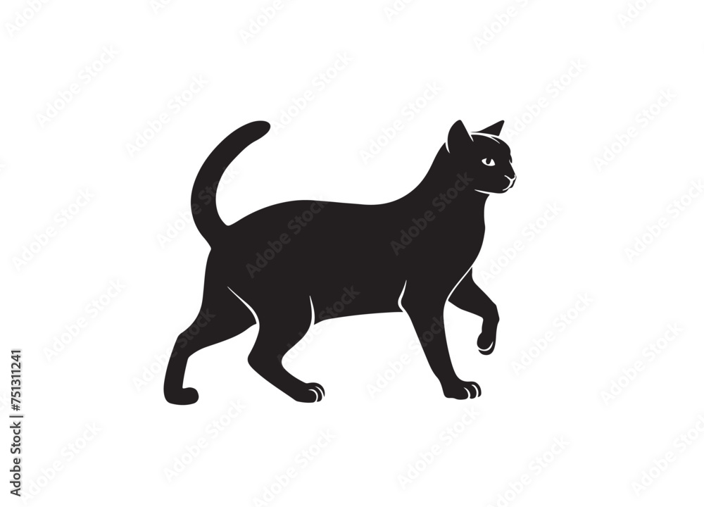 Cat silhouette vector illustration on a white background 