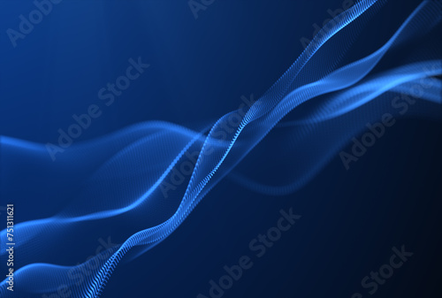 Obraz na płótnie Digital wave with many dots and particles. Abstract wave background. Technology or science. w salonie