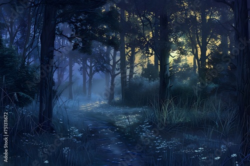 Twilight Timberland Enchanted Forest Awash in Evening