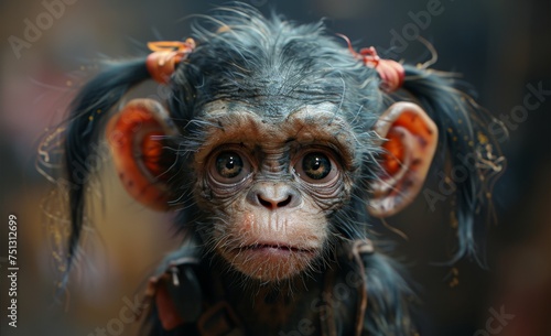  monkey wearing pigtails