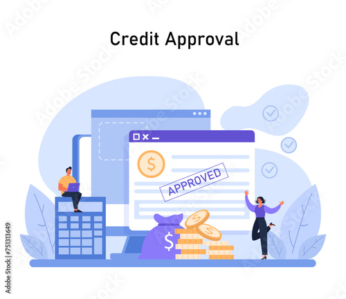 The joyous moment of receiving credit approval, complete with checked verification and financial symbols
