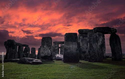 Sunset at Stonehenge England UK. Eighties.