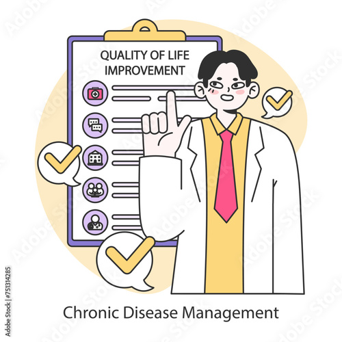 Chronic Disease Management concept. . Flat vector illustration.