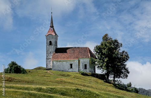 Church at Vhrnika in the eighties. Slovenia. Former Joegoeslavia in the eighties