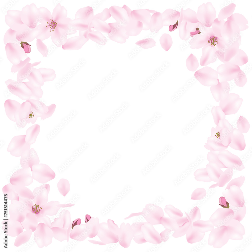 ピンク色　桜　花びら　フレーム　素材