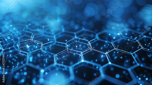a blue white hexagonal high tech network abstract background photo