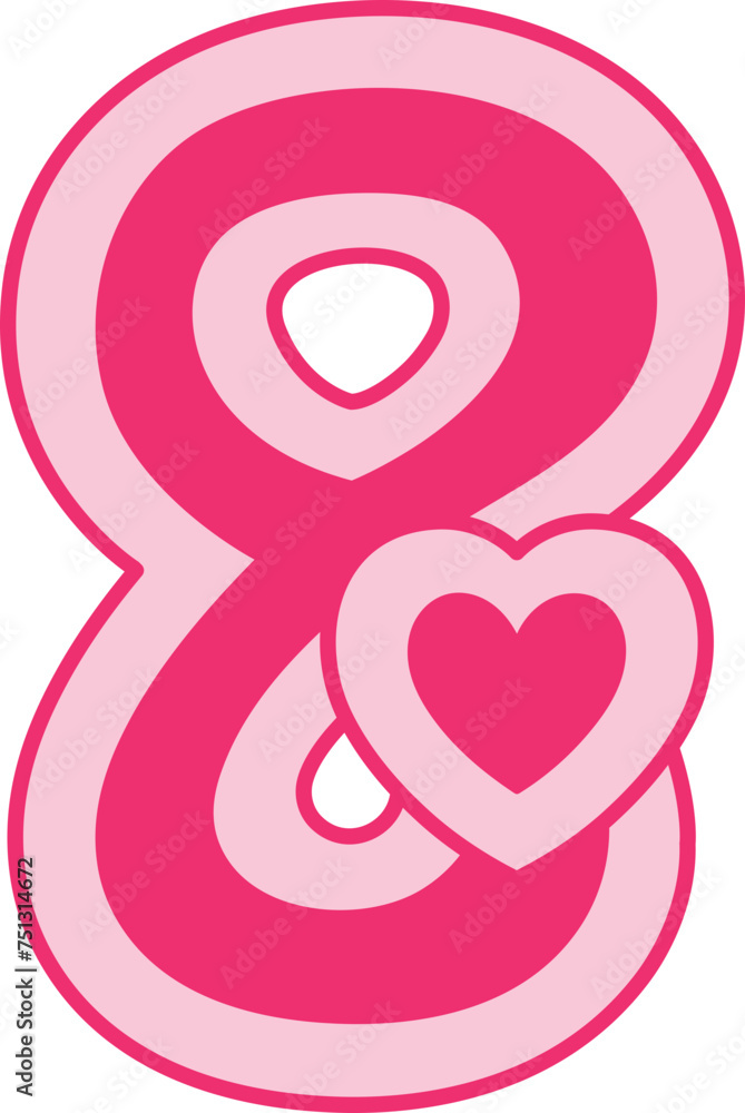 8 Eight Heart Valentine Day Number 8 Eight Heart Valentine Day Number