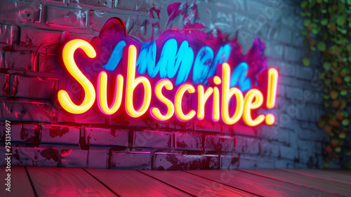 Subscribe Colorful Neon Sign. Clipart perfect for digital content, social media posts, websites, and promotional materials.