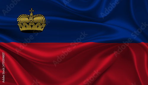 Bright and Wavy Principality of Liechtenstein Flag Background