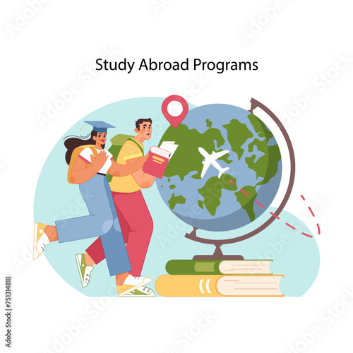 Global learning concept. Flat vector illustration