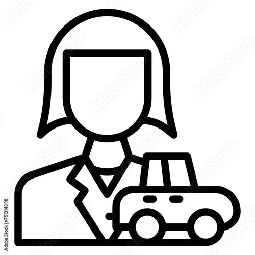 Car Saleswoman icon vector image. Can be used for Automotive Dealership.