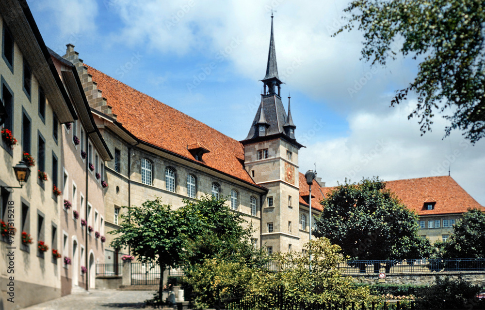 Building and tower at Lausanne Switserland in the nineties