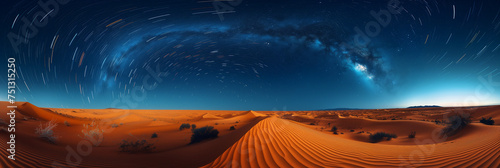 Moonscape Mirage: Dunes Under a Star-filled Sky, Surreal Beauty Frozen in Time by Long Exposure