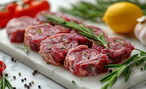 fresh lamb meat isolated white background 