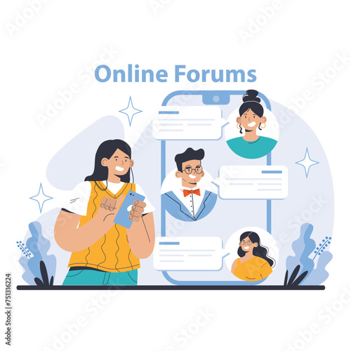 Communication and Social Media concept. Flat vector illustration